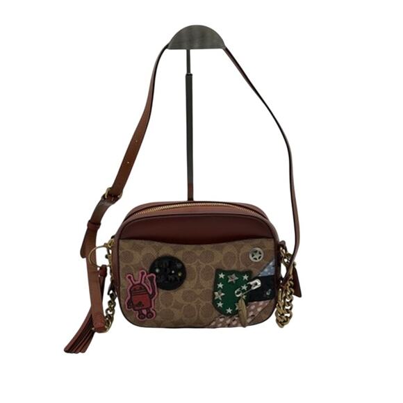 RETAIL $399 RARE COACH X Keith Haring Camera Bag *In Signature Patchwork*ROBOT - Picture 2 of 13